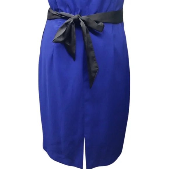 Express Blue Black Ruffle Tie Waist Dress - Picture 7 of 8